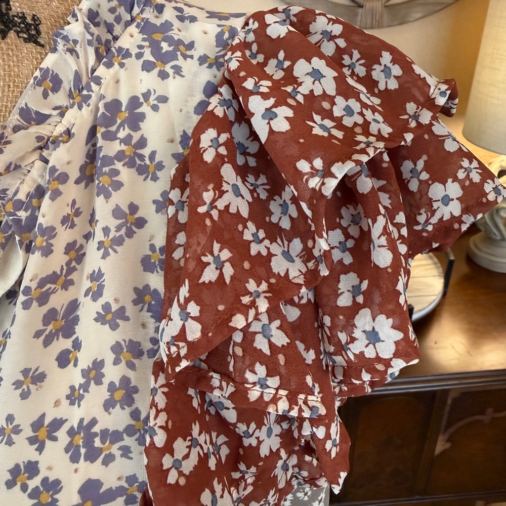 Entro Multicolor Floral Ruffle Sleeve Blouse - Picture 7 of 14
